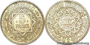S9727 Maroc 5 Francs Essai Mohammed V Paris 1365 1945 UNC ! -> Faire Offre 