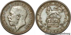S9829 UK 6 Pence George V 1925 Argent Silver -> Make Offer 