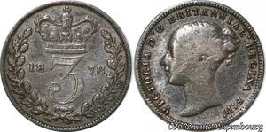 S9830 UK 3 Pence Victoria 1878 Argent Silver -> Make Offer 