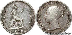 S9831 UK 4 Pence Victoria 1848 / 6 Argent Silver -> Make Offer 