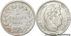 S9888 France 5 Francs IIe Type Domard 1841 W Argent Silver -> Faire Offre