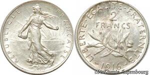S9905 France 2 Francs Semeuse 1916 Argent Silver FDC -> Faire Offre 