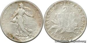 S9917 France 2 Francs Semeuse 1900 Argent Silver -> Faire Offre 