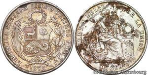 S6023 Pérou 1 Sol 1872 YJ Lima Argent Silver