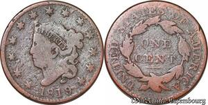 S6028 Rare Scarce USA 1 Cent 1819/8 Coronet Head