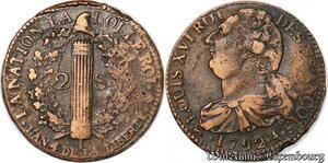 S6042 Rare France Constitution 2 Sols Louis XVI An 4 1792 A Paris - Faire Offre