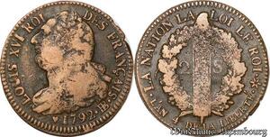 S6045 France Constitution 2 Sols Louis XVI An 4 1792 BB Strasbourg - Faire Offre