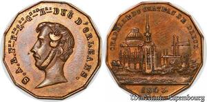 S6055 France Jeton Token Duc d'Orléans 1843 Chapelle du château Dreux ->Faire Offre