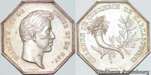 S6056 Rare France Jeton Token Charles X Chambre Commerce Carcassonne Dubois SUP Argent