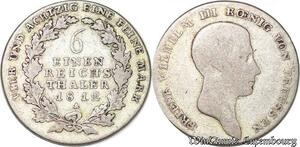 S6077 Prusse 1/6 Thaler Frédéric-Guillaume III Roi Prusse 1812 Silver