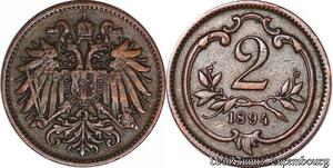 S6093 Autriche 2 Heller 1894 ->Make offer Haus Habsburg