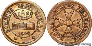 S6117 Rare Schweiz Freiburg College Jesuites 1 Batzen 1840 IHS Jesus AU &gt; Offer
