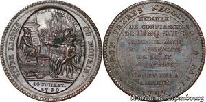 S6118 France Constitution cinq sols de Monneron au serment 1792 Birmingham SUP ++ !