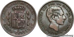 S6140 Spain Espagne 5 Centimos 1879 OM ->Faire Offre