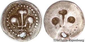 S6150 Rare Alsace Lorraine Denier n.d. Fleur de Lys Incuse Argent 