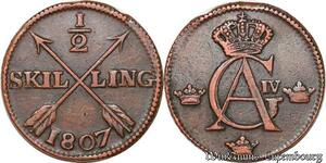 S6155 Sweden 1/2 Skilling Gustav IV Adolf 1807 Qualité ->Faire Offre