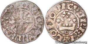 S6173 Rare Louis VI Denier d'Etampes 3e type avec 4 besants ->Faire Offre