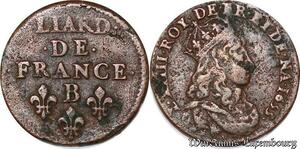S6181 Louis XIV Liard au buste juvénile 1655 B Pont-de-l'Arche ->Faire Offre