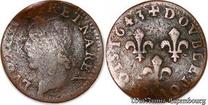 S6184 Louis XIII double tournois type de Warin légende latine 1643