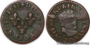 S6188 Rare Louis XIII double tournois 1er type 1613 D Lyon ->Faire Offre