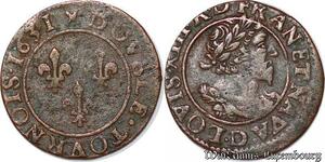 S6189 Rare Louis XIII double tournois 7e type 1631 D Lyon ->Faire Offre