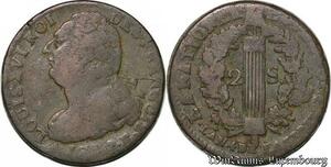 S6207 Constitution 1791-1792 2 sols au faisceau type François 1793 R Orléans