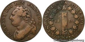 S6209 Constitution 12 Deniers Louis XVI François 1792 A Paris cédille