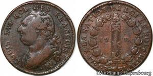 S6210 Rare Constitution 12 deniers Louis XVI François 1791 MA coin coqué O