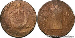 S6217 Rare Convention 2 sols aux balances 1793 I Limoges ->Faire offre