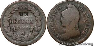 S6240 Inédit ! Un Décime Dupré Modification du 2 Décimes An 5/4 A Paris