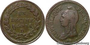 S6242 Rare Un Décimé Dupré An 7/5 D Lyon TTB 48 /50 ->Faire Offre