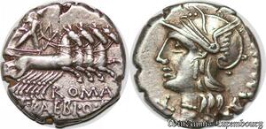 S6278 Roman Empire Rare Denier denar M. Baebius Q.f. Tampilus. 137 BC. AR denarius Silver