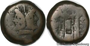 S6303 Roman Empire Anonyme As 157-156 av. J.-C Anépigraphe Tête de Janus proue de Navire