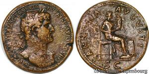 S6306 Roman Empire INEDIT Roman Empire Sesterce Hadrian 117 138 Traianvs ANNONA AVGVSTI 