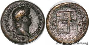 S6311 Rarissime Roman Empire Sesterce Nero 64 68 Lyon Clavd Pace PR Tea Mario