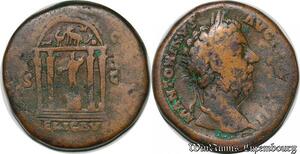 S6373 Roman Empire Rare Sesterce Marc Aurelle173 S|C// Relig Avg Temple 4 Colonnes
