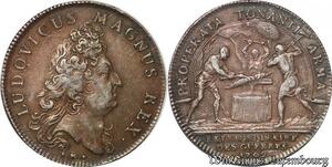 S6381 Rare Jeton Louis XIV Properta Tonanti armaGuees Argent Silver SUP