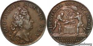 S6383 Rare Jeton Louis XIV Properta Tonanti armaGuees Argent Silver SUP