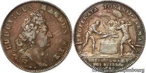 S6384 Rare Jeton Louis XIV Properta Tonanti armaGuees Argent Silver SUP