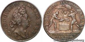 S6385 Rare Jeton Louis XIV Properta Tonanti armaGuees Argent Silver SUP