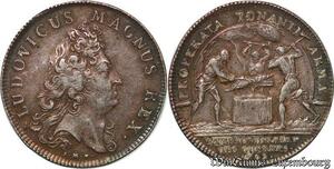 S6386 Rare Jeton Louis XIV Properta Tonanti armaGuees Argent Silver SUP