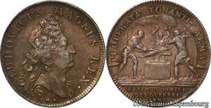 S6387 Rare Jeton Louis XIV Properta Tonanti armaGuees Argent Silver SUP