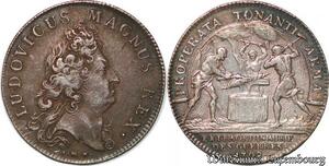 S6388 Rare Jeton Louis XIV Properta Tonanti armaGuees Argent Silver SUP