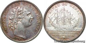 S6397 Portrait Jeton Louis XV Chambre CommerceLa Rochelle 1774 Argent SPL !