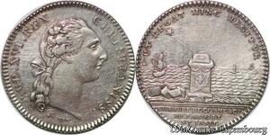 S6415 Rare Jeton Chambre CommerceLille Louis XV émission 1760 Buste Argent SUP