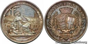 S6433 Médaille 2e Empire Napoléon I Méditeanée Marseille 1855 Argent SPL