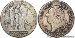 S6527 Constitution 15 sols type François 1791 I Limoges 2ème sem Argent