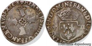 S6540 Rare 1/8 Ecu Henri IV 1608 L Bayonne Argent Silver ->Faire Offre