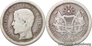 S6545 Guatemala 2 Reales 1864 R Argent Silver ->Faire Offre