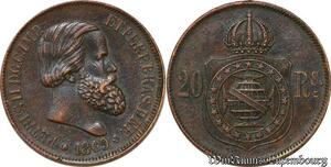 S6546 Brasil 20 Reis Brazil Petrus II 1869 SUP ->Faire Offre